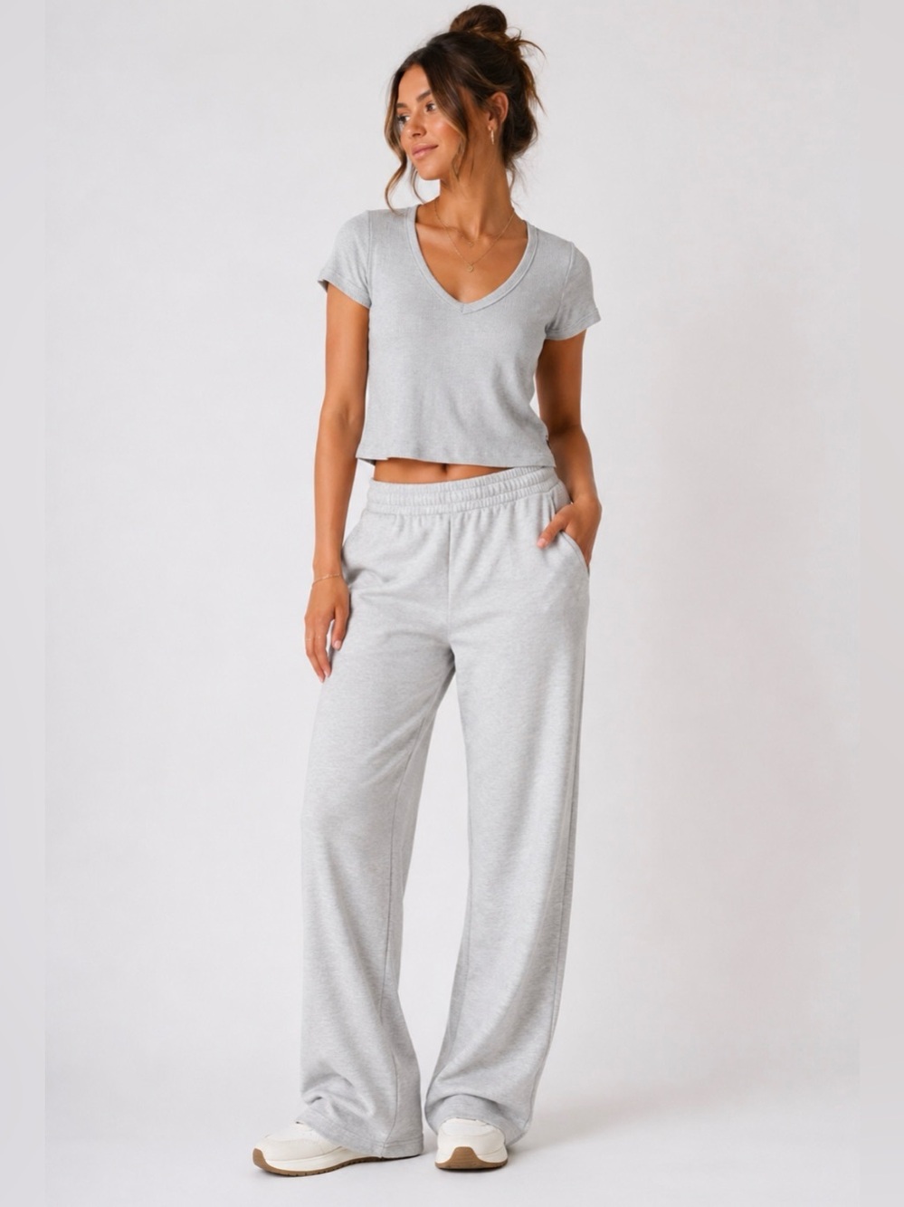 Volcom Cropped V-Neck Tee | Soft Ribbed Lounge Top | XS | Like New